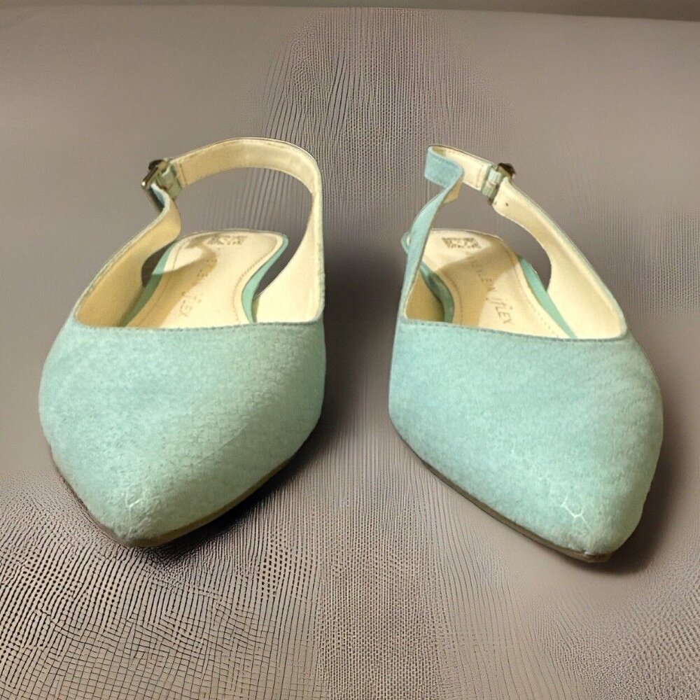Anne Klein Mint Green Pointed Toe Slingback Heels - Picture 3 of 16